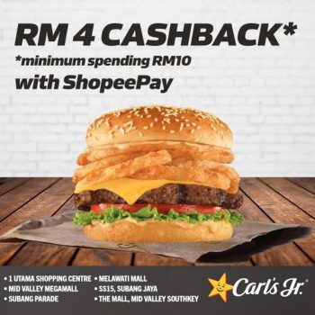 Carls-Jr-RM4-Cashback-Promotion-with-ShopeePay-350x350 - Beverages Food , Restaurant & Pub Johor Kedah Kelantan Kuala Lumpur Melaka Negeri Sembilan Pahang Penang Perak Perlis Promotions & Freebies Putrajaya Sabah Sarawak Selangor Terengganu 