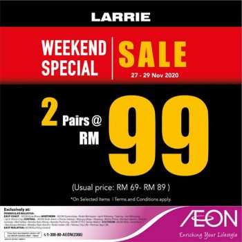 Larrie-Weekend-Special-Deals-at-AEON-350x350 - Apparels Fashion Accessories Fashion Lifestyle & Department Store Johor Kedah Kelantan Kuala Lumpur Melaka Negeri Sembilan Pahang Penang Perak Perlis Promotions & Freebies Putrajaya Sabah Sarawak Selangor Supermarket & Hypermarket Terengganu 