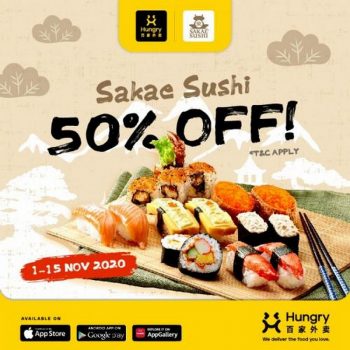 Sakae-Sushi-50-OFF-Promo-on-Hungry-350x350 - Beverages Food , Restaurant & Pub Johor Kedah Kelantan Kuala Lumpur Melaka Negeri Sembilan Online Store Pahang Penang Perak Perlis Promotions & Freebies Putrajaya Sabah Sarawak Selangor Terengganu 