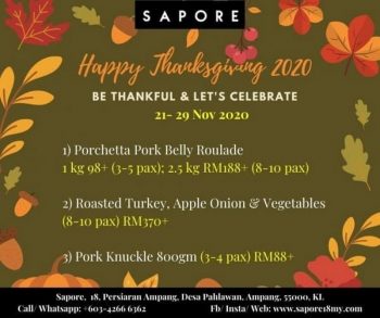 Sapore-Happy-Thanksgiving-Promotion-350x293 - Beverages Food , Restaurant & Pub Kuala Lumpur Promotions & Freebies Selangor 