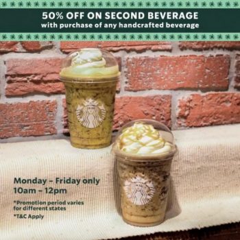 Starbucks-50-OFF-on-2nd-Beverage-Promotion-1-350x350 - Beverages Food , Restaurant & Pub Johor Kedah Kelantan Kuala Lumpur Melaka Negeri Sembilan Pahang Penang Perak Perlis Promotions & Freebies Putrajaya Sabah Sarawak Selangor Terengganu 