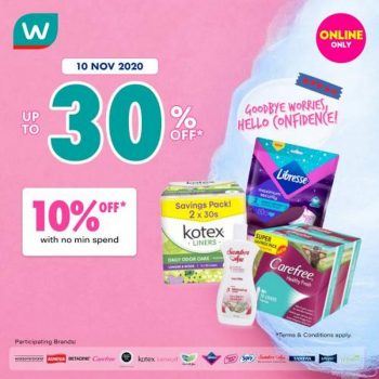 Watsons-Online-Sanitary-Protection-Fair-Promotion-350x350 - Beauty & Health Health Supplements Johor Kedah Kelantan Kuala Lumpur Melaka Negeri Sembilan Online Store Pahang Penang Perak Perlis Personal Care Promotions & Freebies Putrajaya Sabah Sarawak Selangor Terengganu 