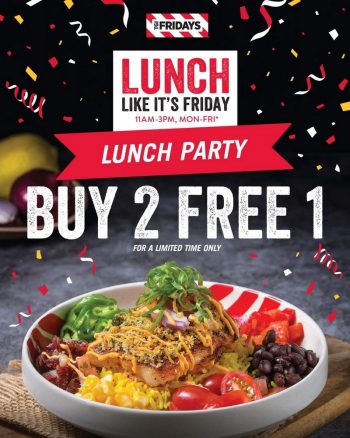 TGI-Fridays-Buy-2-Free-1-Lunch-Party-Promo-350x438 - Beverages Food , Restaurant & Pub Johor Kedah Kelantan Kuala Lumpur Melaka Negeri Sembilan Pahang Penang Perak Perlis Promotions & Freebies Putrajaya Sabah Sarawak Selangor Terengganu 