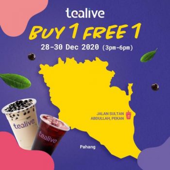 Tealive-Buy-1-Free-1-Promotion-at-3-Outlets-350x350 - Beverages Food , Restaurant & Pub Pahang Perak Promotions & Freebies 