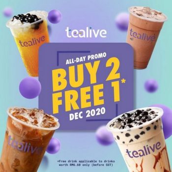 Tealive-Buy-2-Free-1-December-Promotion-350x350 - Beverages Food , Restaurant & Pub Johor Kedah Kelantan Kuala Lumpur Melaka Negeri Sembilan Pahang Penang Perak Perlis Promotions & Freebies Putrajaya Sabah Sarawak Selangor Terengganu 