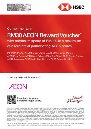 AEON-CNY-FREE-Reward-Voucher-Promotion-with-HSBC-350x495 - Bank & Finance HSBC Bank Johor Kuala Lumpur Penang Perak Promotions & Freebies Selangor Supermarket & Hypermarket 