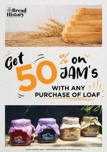 Bread-History-50-off-on-Jam-Promo-350x496 - Beverages Food , Restaurant & Pub Johor Kedah Kelantan Kuala Lumpur Melaka Negeri Sembilan Pahang Penang Perak Perlis Promotions & Freebies Putrajaya Sabah Sarawak Selangor Terengganu 