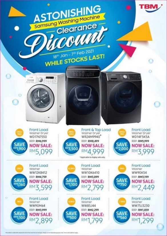 18 Jan7 Feb 2021 Samsung Washing Machine Clearance Sale at TBM