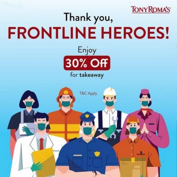 Tony-Romas-Frontline-Heroes-Promotion-350x350 - Beverages Food , Restaurant & Pub Johor Kedah Kelantan Kuala Lumpur Melaka Negeri Sembilan Pahang Penang Perak Perlis Promotions & Freebies Putrajaya Sabah Sarawak Selangor Terengganu 