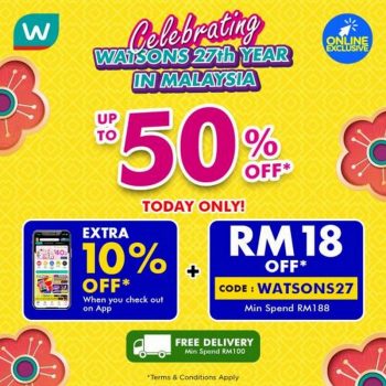 Watsons-Online-27th-Year-Sale-350x350 - Beauty & Health Health Supplements Johor Kedah Kelantan Kuala Lumpur Malaysia Sales Melaka Negeri Sembilan Online Store Pahang Penang Perak Perlis Personal Care Putrajaya Sabah Sarawak Selangor Terengganu 