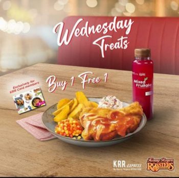 Kenny-Roger-Roaster-1-for-1-Wednesday-Treats-Promotion-350x349 - Beverages Food , Restaurant & Pub Johor Kedah Kelantan Kuala Lumpur Melaka Negeri Sembilan Pahang Penang Perak Perlis Promotions & Freebies Putrajaya Sabah Sarawak Selangor Terengganu 