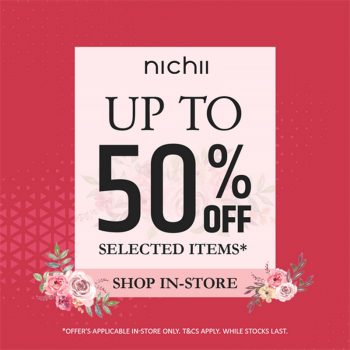 Nichii-50-off-Promo-350x350 - Apparels Fashion Accessories Fashion Lifestyle & Department Store Johor Kedah Kelantan Kuala Lumpur Melaka Negeri Sembilan Pahang Penang Perak Perlis Promotions & Freebies Putrajaya Sabah Sarawak Selangor Terengganu 