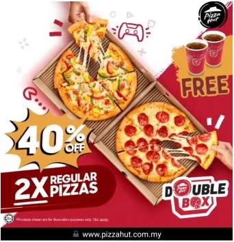 Pizza-Hut-40-off-Double-Box-Promo - Beverages Food , Restaurant & Pub Johor Kedah Kelantan Kuala Lumpur Melaka Negeri Sembilan Online Store Pahang Penang Perak Perlis Promotions & Freebies Putrajaya Sabah Sarawak Selangor Terengganu 