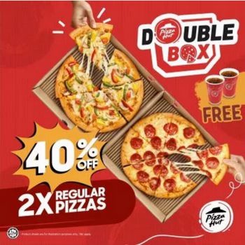 Pizza-Hut-Double-Box-Promo-350x350 - Beverages Food , Restaurant & Pub Johor Kedah Kelantan Kuala Lumpur Melaka Negeri Sembilan Online Store Pahang Penang Perak Perlis Pizza Promotions & Freebies Putrajaya Sabah Sarawak Selangor Terengganu 