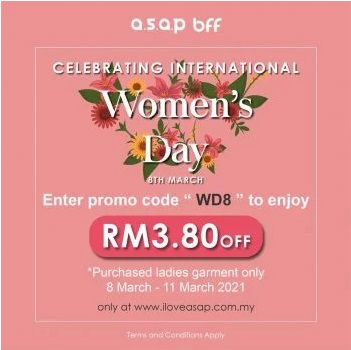Asap-Online-Womens-Day-Promo - Apparels Fashion Accessories Fashion Lifestyle & Department Store Johor Kedah Kelantan Kuala Lumpur Melaka Negeri Sembilan Online Store Pahang Penang Perak Perlis Promotions & Freebies Putrajaya Sabah Sarawak Selangor Terengganu 