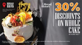 Bread-History-30-Discount-on-Whole-Cake-350x192 - Beverages Food , Restaurant & Pub Promotions & Freebies Selangor 