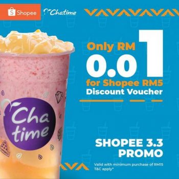 Chatime-3.3-Sale-RM5-Voucher-on-Shopee-350x350 - Beverages Food , Restaurant & Pub Johor Kedah Kelantan Kuala Lumpur Malaysia Sales Melaka Negeri Sembilan Online Store Pahang Penang Perak Perlis Putrajaya Sabah Sarawak Selangor Terengganu 