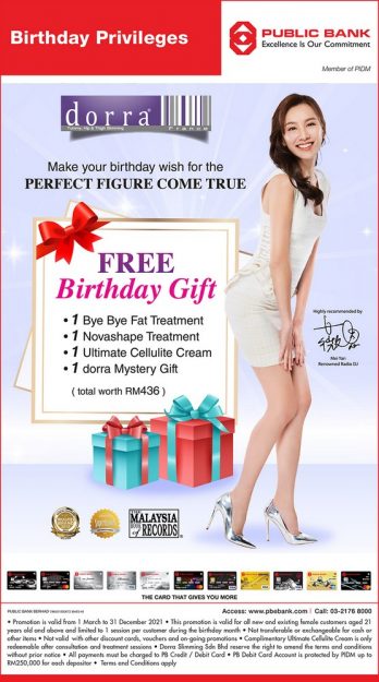 Dorra-Slimming-Free-Birthday-Gift-Promo-with-Public-Bank-348x625 - Bank & Finance Kuala Lumpur Others Promotions & Freebies Public Bank Selangor 