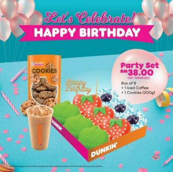 Dunkin-Donuts-Birthday-Party-Set-at-RM38.00-Promotion-1-350x349 - Beverages Food , Restaurant & Pub Johor Kedah Kelantan Kuala Lumpur Melaka Negeri Sembilan Pahang Penang Perak Perlis Promotions & Freebies Putrajaya Sabah Sarawak Selangor Terengganu 