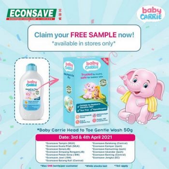 Econsave-Baby-Carrie-Head-to-Toe-Gentle-Wash-Free-Sample-Promotion-350x350 - Johor Kedah Kelantan Kuala Lumpur Melaka Negeri Sembilan Pahang Penang Perak Perlis Promotions & Freebies Putrajaya Sabah Sarawak Selangor Supermarket & Hypermarket Terengganu 