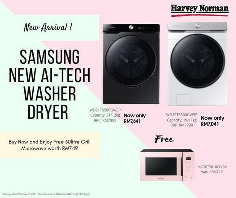 19 Mar 2021 Onward Harvey Norman Samsung Washer Dryers Promo