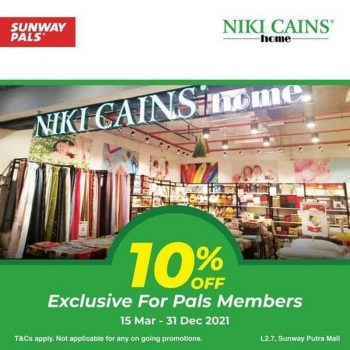 Niki-Cains-Home-10-off-Promo-with-Sunway-Pals-350x350 - Home & Garden & Tools Home Decor Kuala Lumpur Promotions & Freebies Selangor 