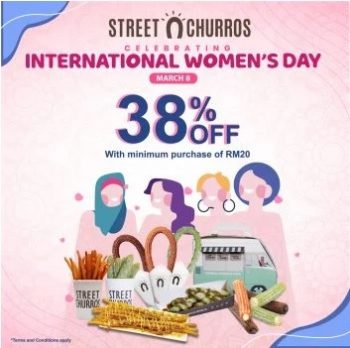 Street-Churros-International-Womens-Day-Promotion-350x348 - Beverages Food , Restaurant & Pub Johor Kedah Kelantan Kuala Lumpur Melaka Negeri Sembilan Pahang Penang Perak Perlis Promotions & Freebies Putrajaya Sabah Sarawak Selangor Terengganu 