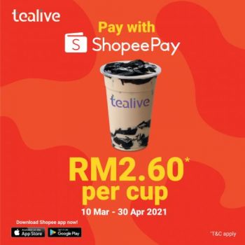 Tealive-Drink-at-RM2.60-Promotion-with-ShopeePay-350x350 - Beverages Food , Restaurant & Pub Johor Kedah Kelantan Kuala Lumpur Melaka Negeri Sembilan Pahang Penang Perak Perlis Promotions & Freebies Putrajaya Sabah Sarawak Selangor Terengganu 