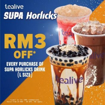 Tealive-Supa-Horlicks-RM3-off-Promotion-350x349 - Beverages Food , Restaurant & Pub Johor Kedah Kelantan Kuala Lumpur Melaka Negeri Sembilan Pahang Penang Perak Perlis Promotions & Freebies Putrajaya Sabah Sarawak Selangor Terengganu 