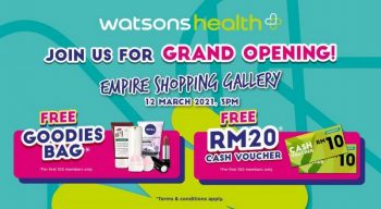 Watsons-Grand-Opening-Promotion-at-Empire-Shopping-Gallery-350x192 - Beauty & Health Cosmetics Health Supplements Personal Care Promotions & Freebies Selangor 