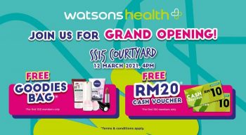 Watsons-Grand-Opening-Promotion-at-SS15-Courtyard-350x192 - Beauty & Health Cosmetics Health Supplements Personal Care Promotions & Freebies Selangor 