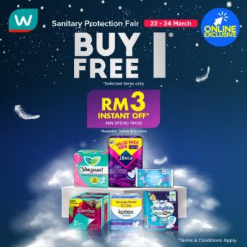 Watsons-Online-Sanitary-Protection-Fair-Buy-1-Free-1-Promotion-350x350 - Beauty & Health Cosmetics Fragrances Health Supplements Johor Kedah Kelantan Kuala Lumpur Melaka Negeri Sembilan Online Store Pahang Penang Perak Perlis Personal Care Promotions & Freebies Putrajaya Sabah Sarawak Selangor Skincare Terengganu 