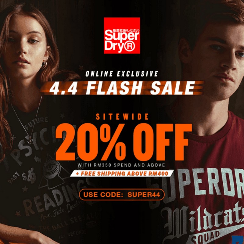 Now till 11 Apr 2021 Superdry 4.4 Flash Sale