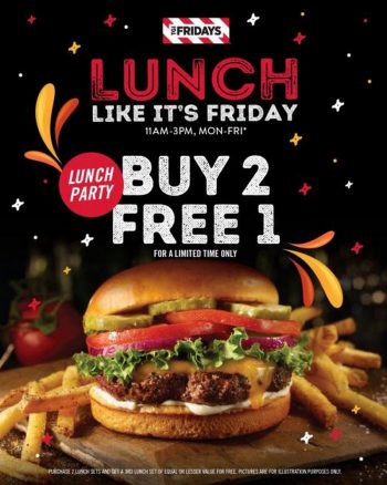 TGI-Fridays-Lunch-Party-Buy-2-Free-1-Promotion-350x438 - Beverages Food , Restaurant & Pub Johor Kedah Kelantan Kuala Lumpur Melaka Negeri Sembilan Pahang Penang Perak Perlis Promotions & Freebies Putrajaya Sabah Sarawak Selangor Terengganu 