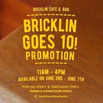 Bricklin-Cafe-Bar-Bricklin-Goes-10-Promotion-350x350 - Beverages Food , Restaurant & Pub Penang Promotions & Freebies 