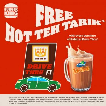 Burger-King-Drive-Thru-VIP-Free-Hot-Teh-Tarik-Promotion-350x350 - Beverages Burger Food , Restaurant & Pub Johor Kedah Kelantan Kuala Lumpur Melaka Negeri Sembilan Pahang Penang Perak Perlis Promotions & Freebies Putrajaya Sabah Sarawak Selangor Terengganu 