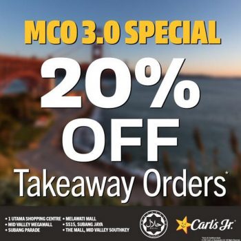 Carls-Jr.-MCO-3.0-Takeaway-20-OFF-Promotion-350x350 - Beverages Food , Restaurant & Pub Johor Kedah Kelantan Kuala Lumpur Melaka Negeri Sembilan Pahang Penang Perak Perlis Promotions & Freebies Putrajaya Sabah Sarawak Selangor Terengganu 