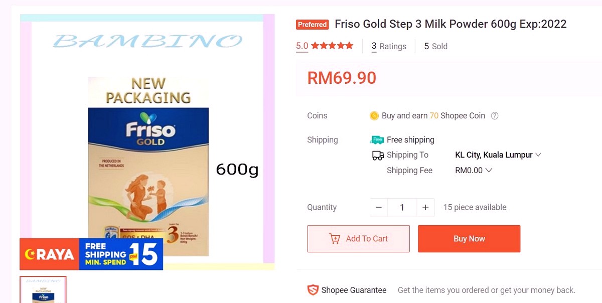 Friso-Gold-Step-3-Milk-Powder-600g-Exp-2022-Shopee-Malaysia - Baby & Kids & Toys Johor Kedah Kelantan Kuala Lumpur Melaka Milk Powder Negeri Sembilan Online Store Pahang Penang Perak Perlis Promotions & Freebies Putrajaya Sabah Sarawak Selangor Terengganu 