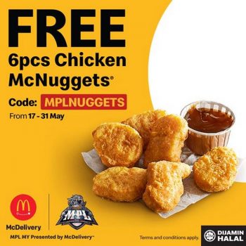 McDonalds-MPL-FREE-Chicken-McNuggets-Promotion-350x350 - Beverages Food , Restaurant & Pub Johor Kedah Kelantan Kuala Lumpur Melaka Negeri Sembilan Pahang Penang Perak Perlis Promotions & Freebies Putrajaya Sabah Sarawak Selangor Terengganu 