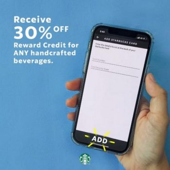 Starbucks-Free-30-OFF-Reward-Credit-Promotion-350x350 - Beverages Food , Restaurant & Pub Johor Kedah Kelantan Kuala Lumpur Melaka Negeri Sembilan Pahang Penang Perak Perlis Promotions & Freebies Putrajaya Sabah Sarawak Selangor Terengganu 