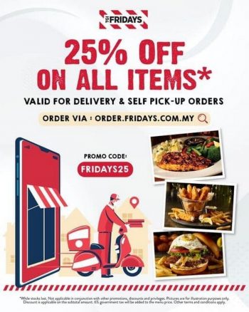 TGI-Fridays-25-off-Promo-350x438 - Beverages Food , Restaurant & Pub Johor Kedah Kelantan Kuala Lumpur Melaka Negeri Sembilan Online Store Pahang Penang Perak Perlis Promotions & Freebies Putrajaya Sabah Sarawak Selangor Terengganu 