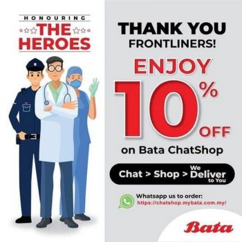 Bata-10-off-for-Frontliner-350x350 - Fashion Accessories Fashion Lifestyle & Department Store Footwear Johor Kedah Kelantan Kuala Lumpur Melaka Negeri Sembilan Pahang Penang Perak Perlis Promotions & Freebies Putrajaya Sabah Sarawak Selangor Terengganu 