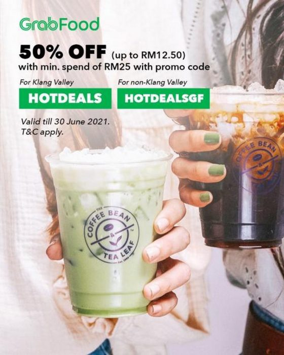 Now till 30 Jun 2021 GrabFood Coffee Bean Promo