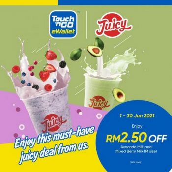 Juicy-RM2.50-OFF-Promotion-with-Touch-n-Go-350x350 - Beverages Food , Restaurant & Pub Johor Kedah Kelantan Kuala Lumpur Melaka Negeri Sembilan Pahang Penang Perak Perlis Promotions & Freebies Putrajaya Sabah Sarawak Selangor Terengganu 