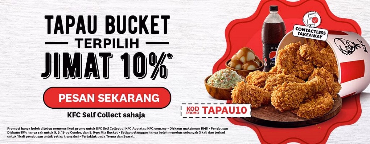 Malaysia-KFC-Self-Collect-10percent-Discounts-Tapau-Bucket-Terpilih-Jimat-Promotion-2021-Warehouse-Sale-Clearance-Food-Promo-Code - Burger Fast Food Food , Restaurant & Pub Johor Kedah Kelantan Kuala Lumpur Location Melaka Nationwide Negeri Sembilan Online Store Pahang Penang Perak Perlis Promotions & Freebies Putrajaya Sabah Sarawak Selangor Terengganu 