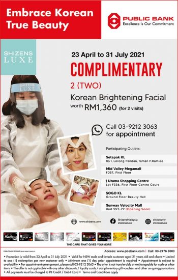 SHIZENS-LUXE-Korean-Brightening-Facial-Promo-with-Public-Bank-Privileges-350x550 - Bank & Finance Beauty & Health Cosmetics Kuala Lumpur Personal Care Promotions & Freebies Public Bank Selangor Skincare 