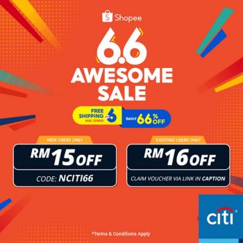 Shopee-6.6-Awesome-Sale-with-Citibank-350x350 - Bank & Finance CitiBank Johor Kedah Kelantan Kuala Lumpur Malaysia Sales Melaka Negeri Sembilan Online Store Others Pahang Penang Perak Perlis Putrajaya Sabah Sarawak Selangor Terengganu 