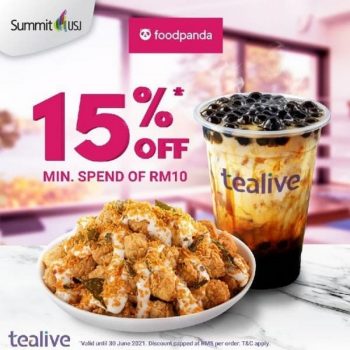 Tealive-FoodPanda-15-off-Promo-at-Summit-USJ-350x350 - Beverages Food , Restaurant & Pub Promotions & Freebies Selangor 