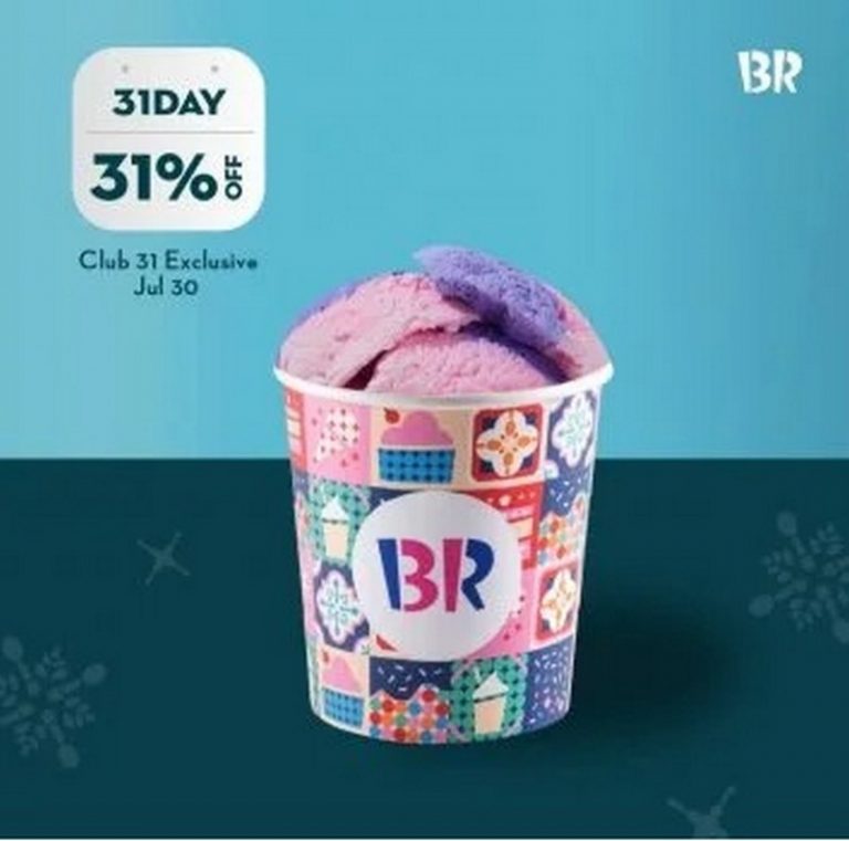 30 Jul 2021 Baskin Robbins Extra 31 Off 31st Celebration Promo
