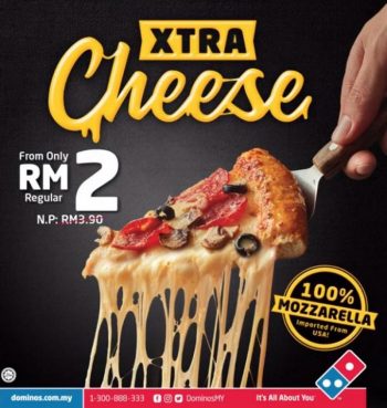Dominos-Pizza-Xtra-Cheese-from-only-RM2-Promotion-350x369 - Beverages Food , Restaurant & Pub Johor Kedah Kelantan Kuala Lumpur Melaka Negeri Sembilan Online Store Pahang Penang Perak Perlis Pizza Promotions & Freebies Putrajaya Sabah Sarawak Selangor Terengganu 